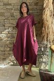 Salcombe Chalk Stripe Cotton Cocoon Dress Merlot